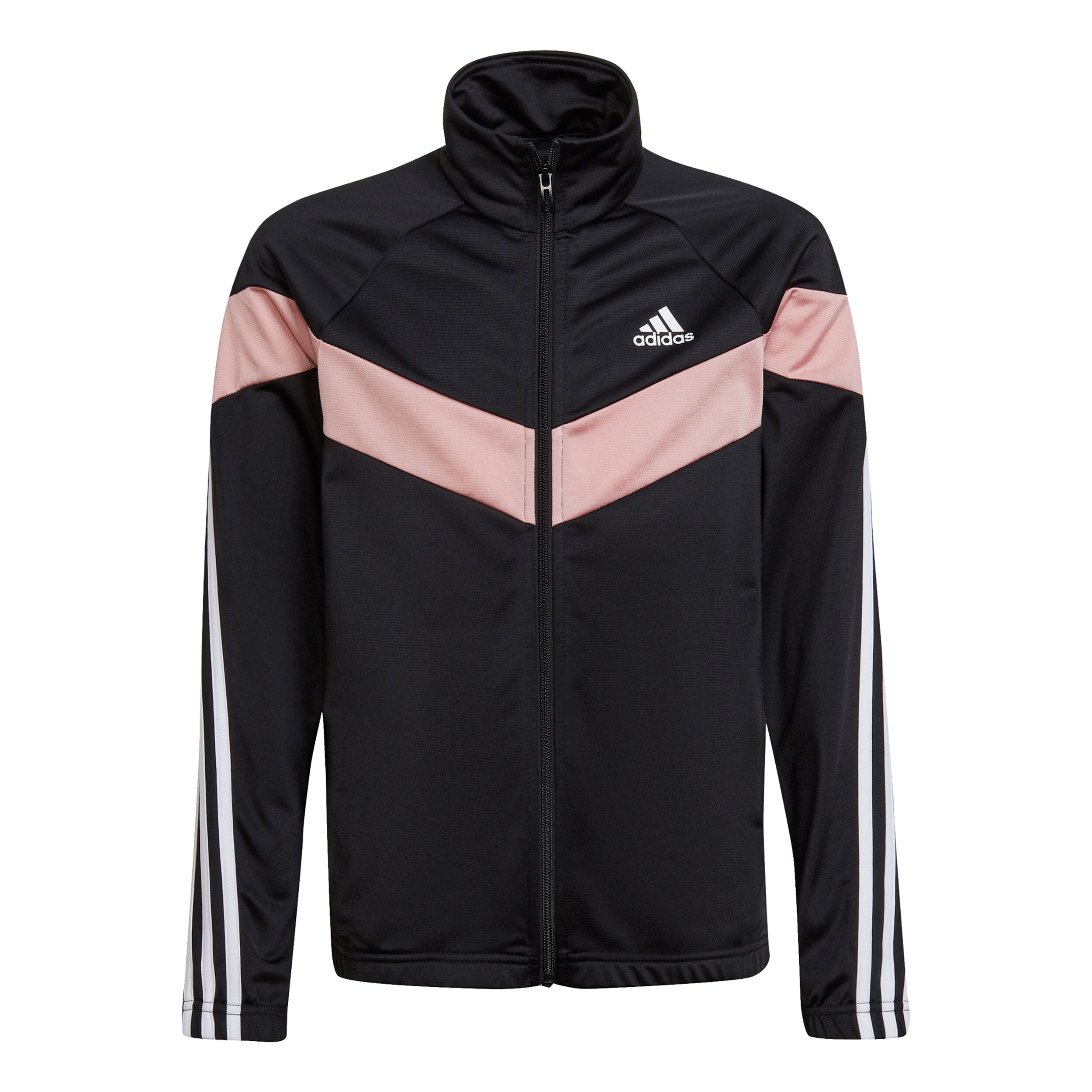 Adidas tracksuit black and hot sale pink