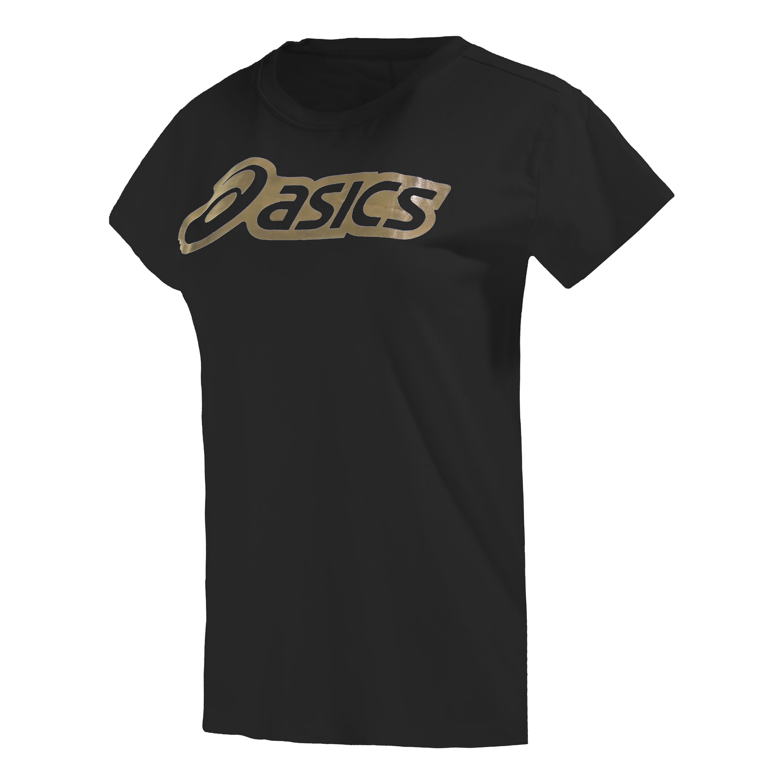 Logo Graphic T Shirt Women Black Gold