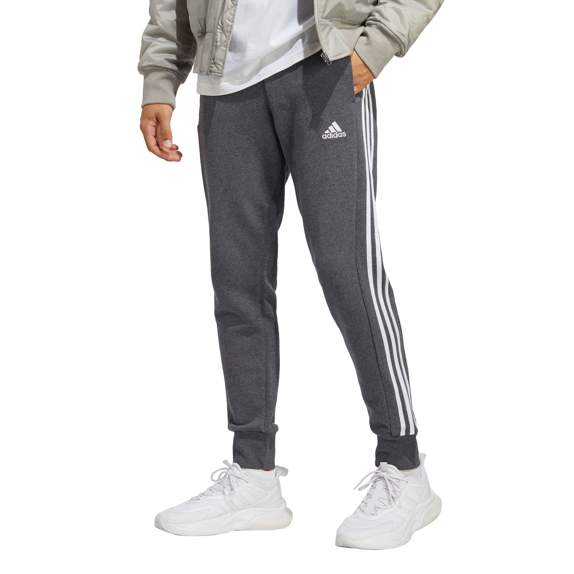 adidas Essentials Terry Tapered Cuff Training Pants Men - Grey, White online | Padel-Point