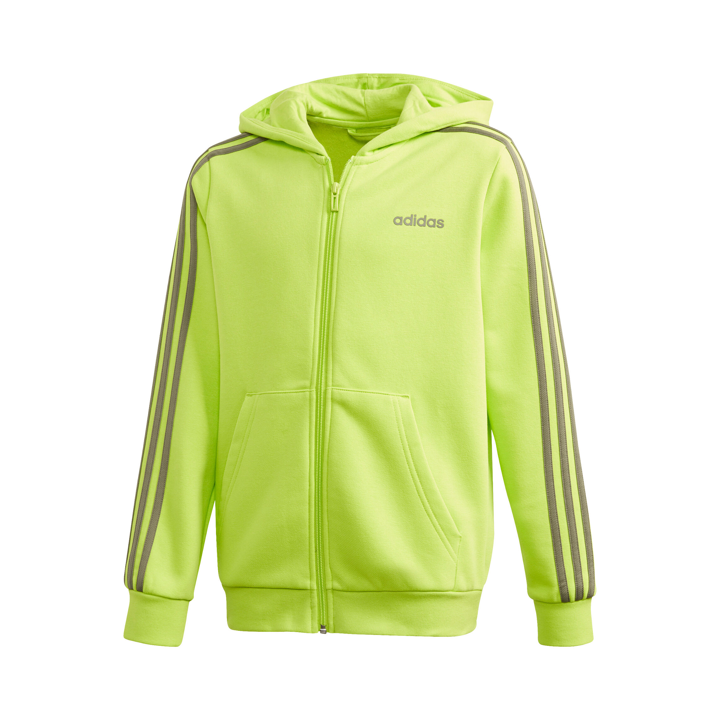 Essentials 3 Stripes Zip Hoodie Boys Light Green Grey