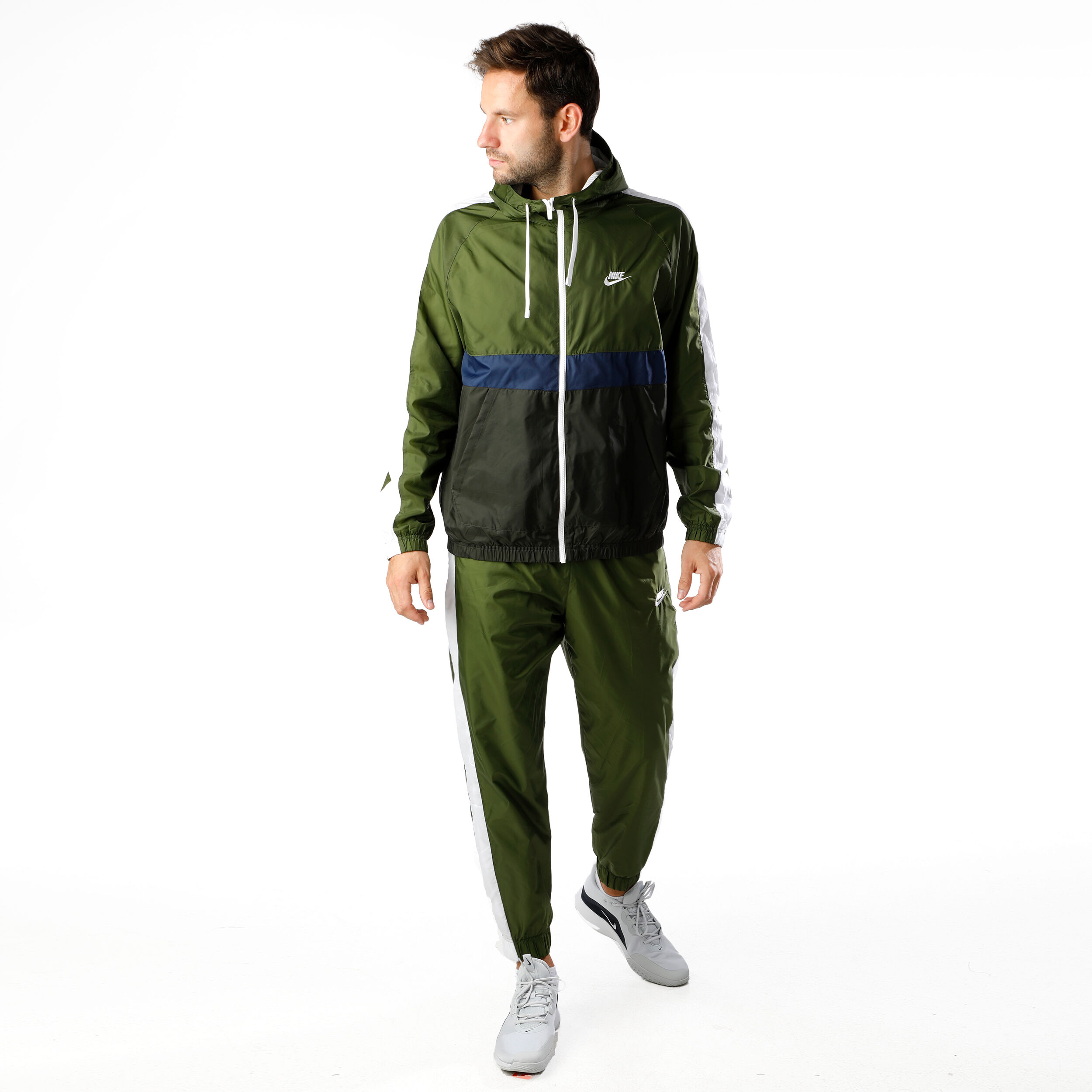 Green and white nike tracksuit top