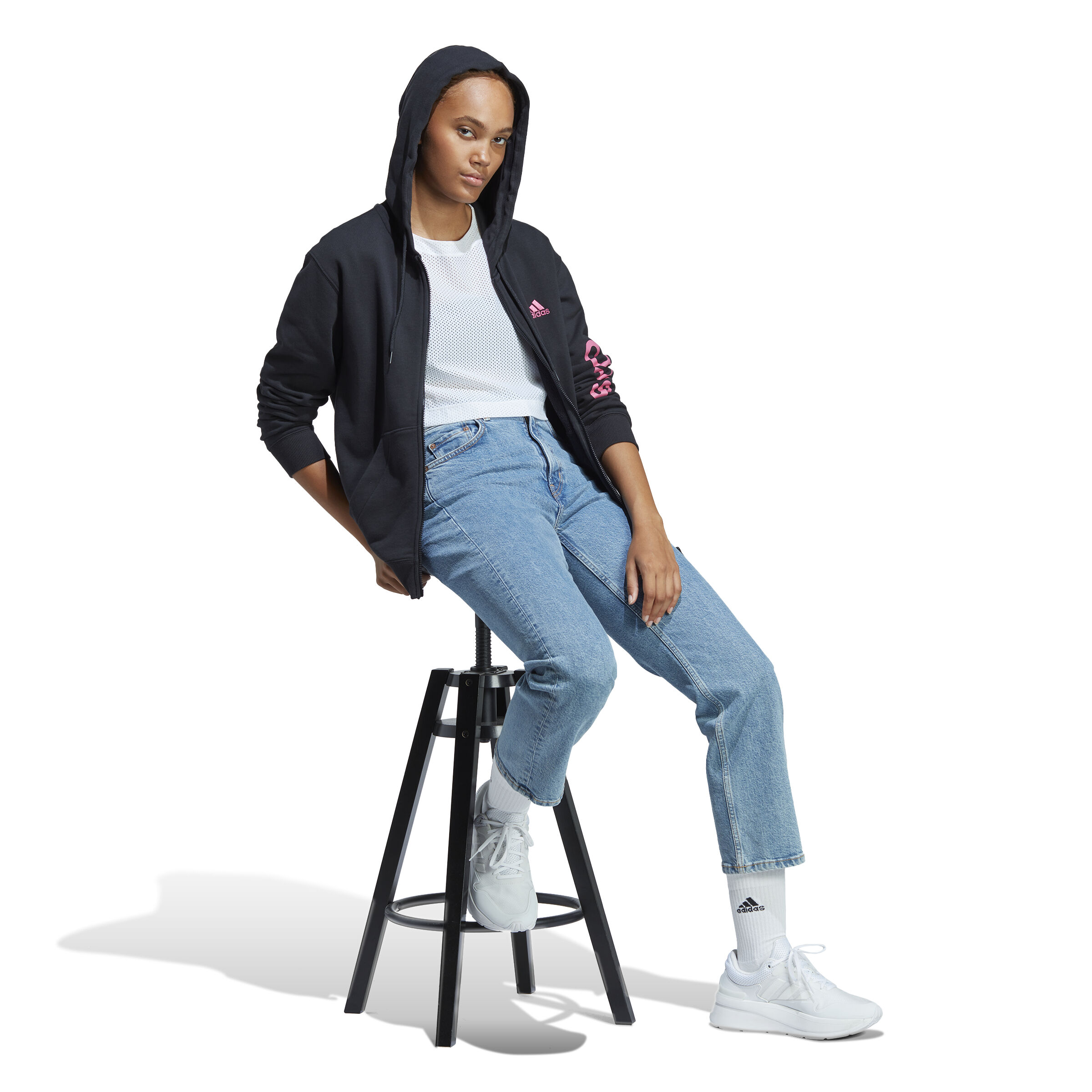 アディダス Adidas 【 Essentials Linear Full Zip French Terry Hoodie Womens Women 】 レディース adidas Essentials Linear Full-Zip French Terry Hoodie