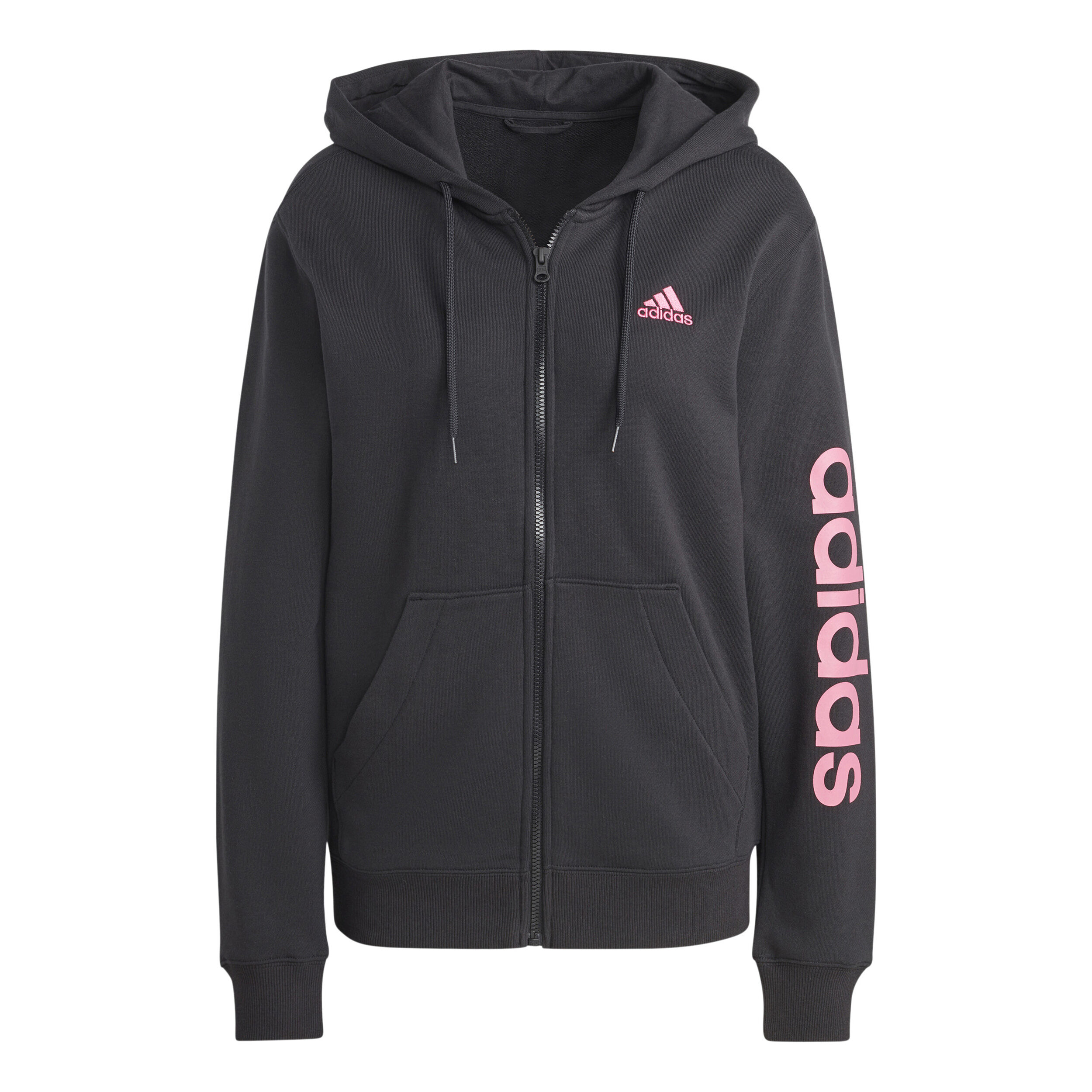 Buy adidas Essentials Linear Full Zip French Terry Zip Hoodie Women Black Pink online Padel Point COM