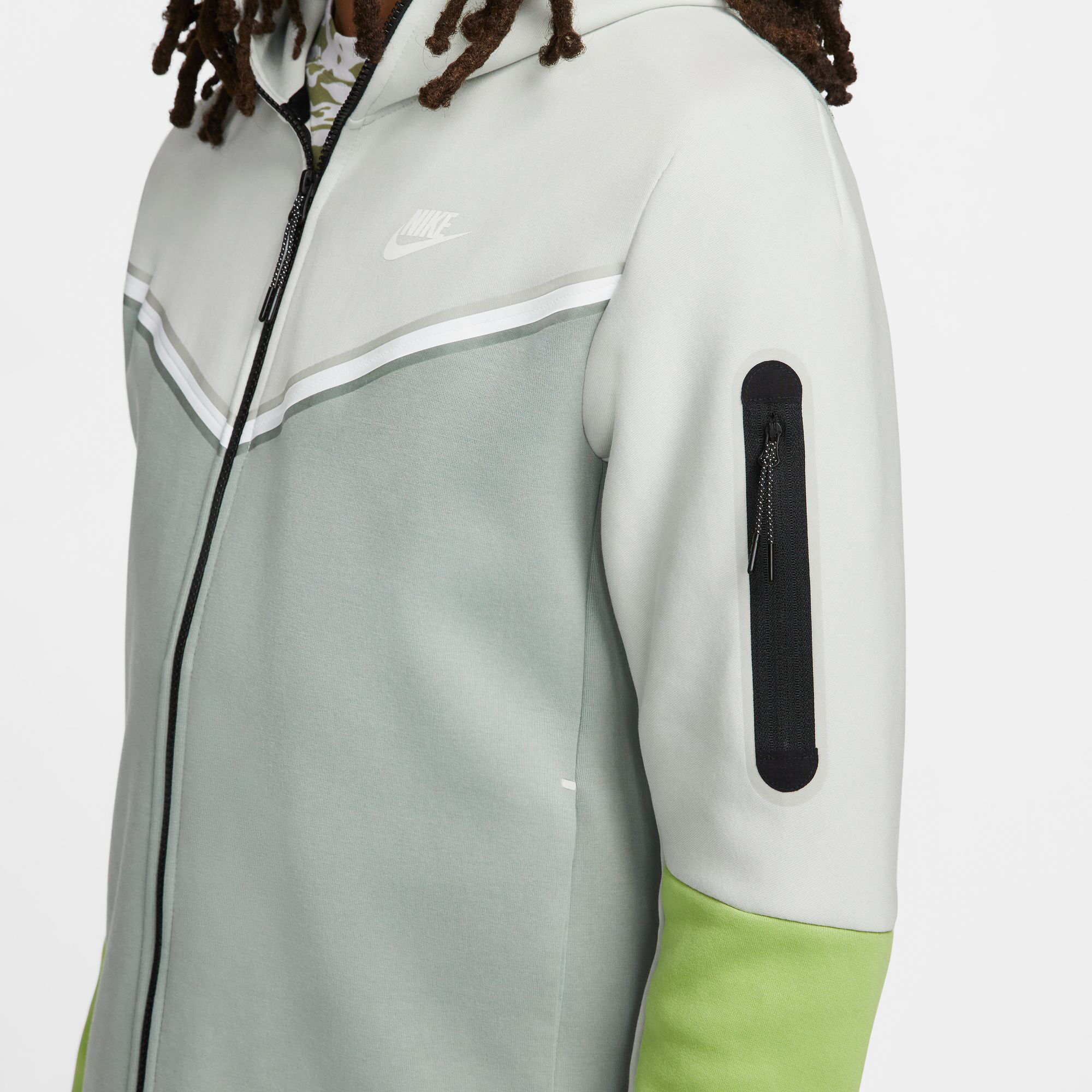 Buy Nike Sportswear Tech Fleece Zip Hoodie Men Grey Green online