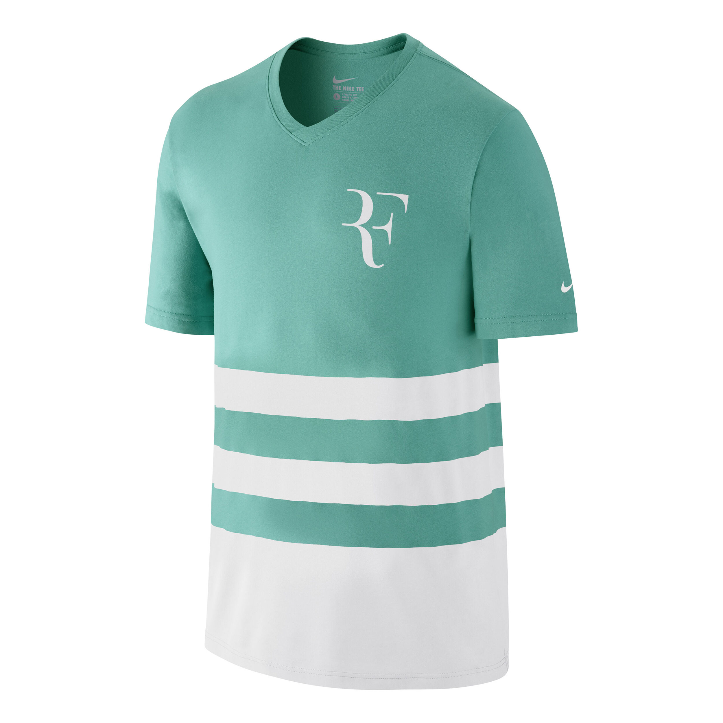 Roger Federer T Shirt Men Turquoise White