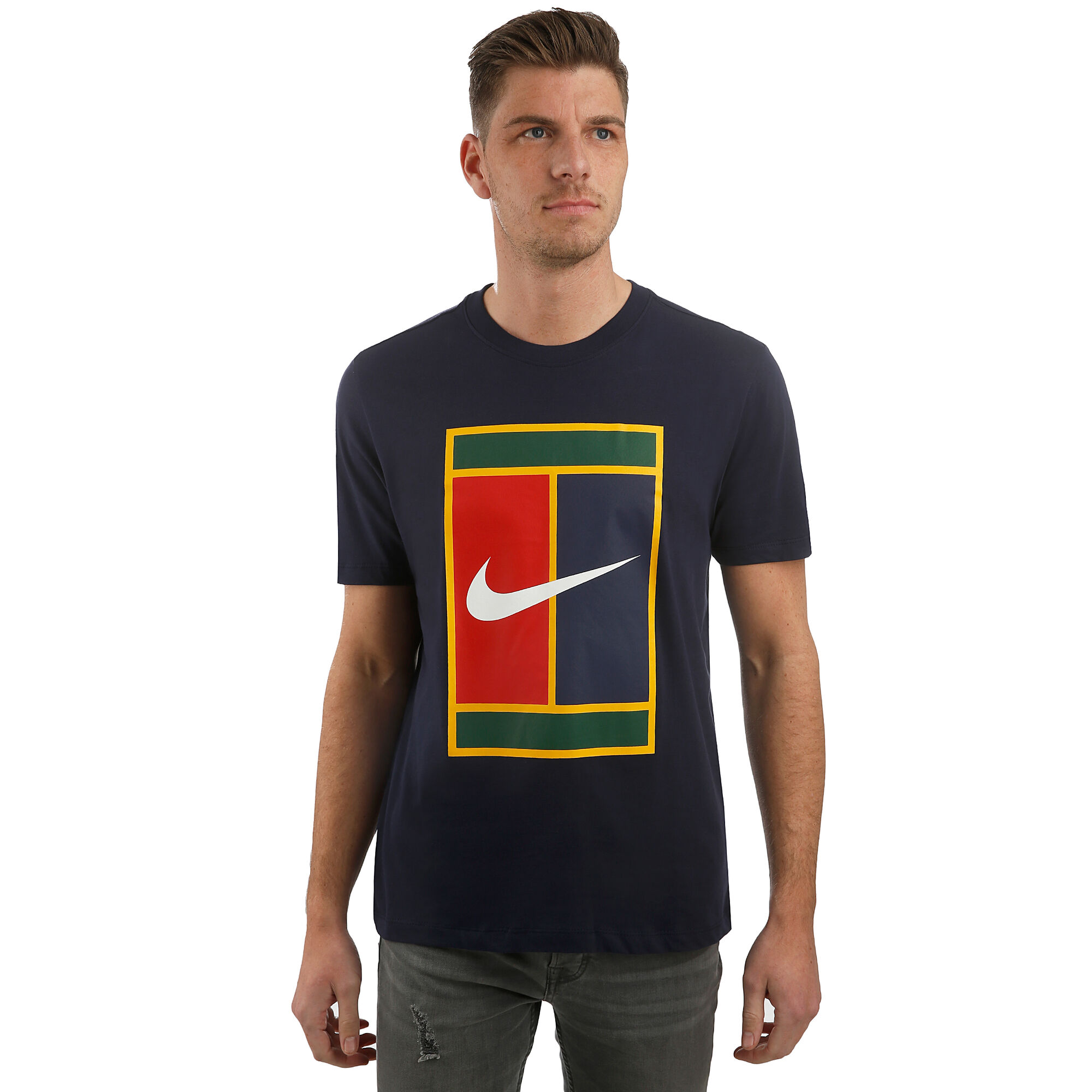 Nike Court Heritage Logo T-Shirt Men Dark Blue, Yellow online | Padel-Point