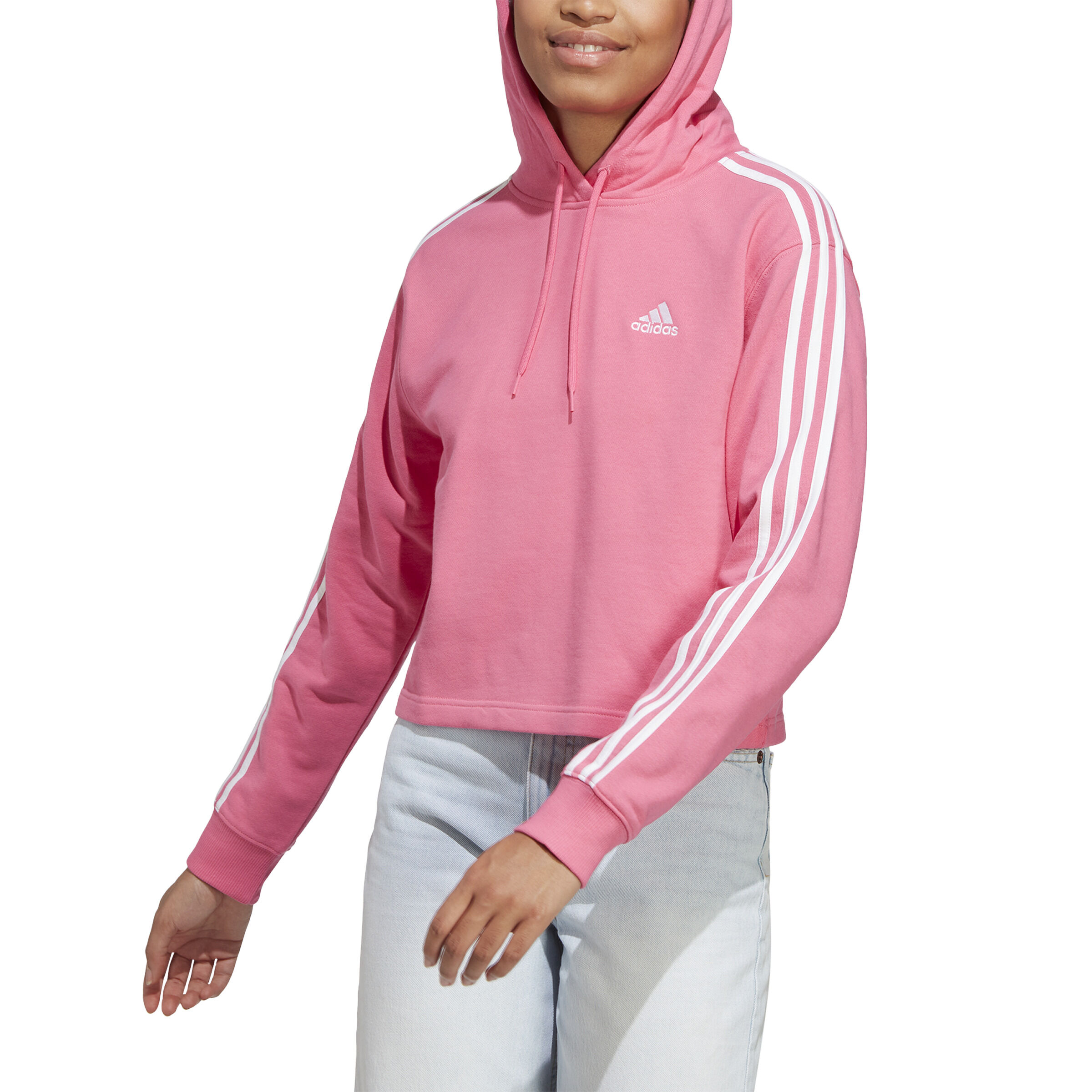 Adidas women's cropped french terry top hoodie
