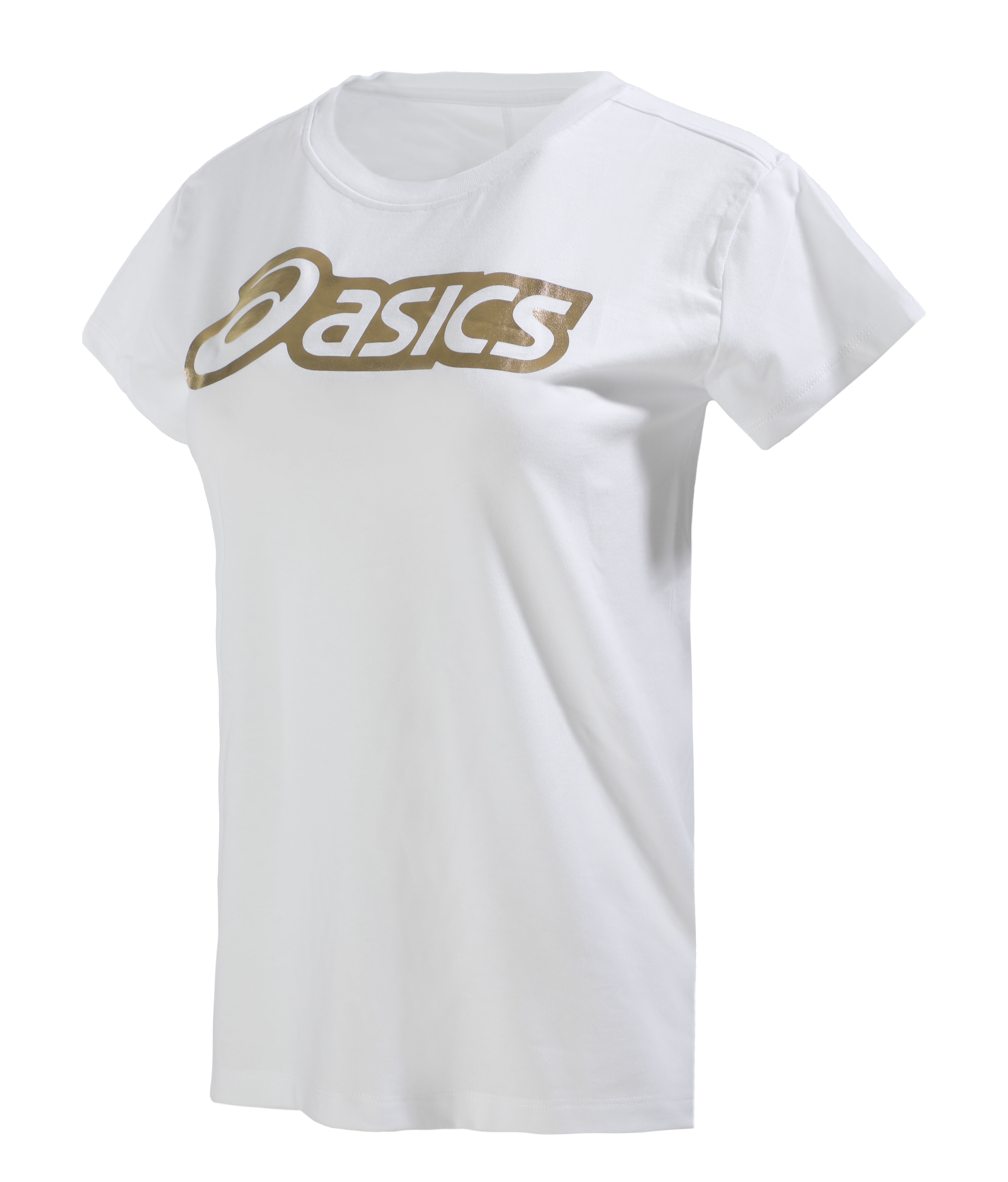Logo Graphic T Shirt Women White Gold