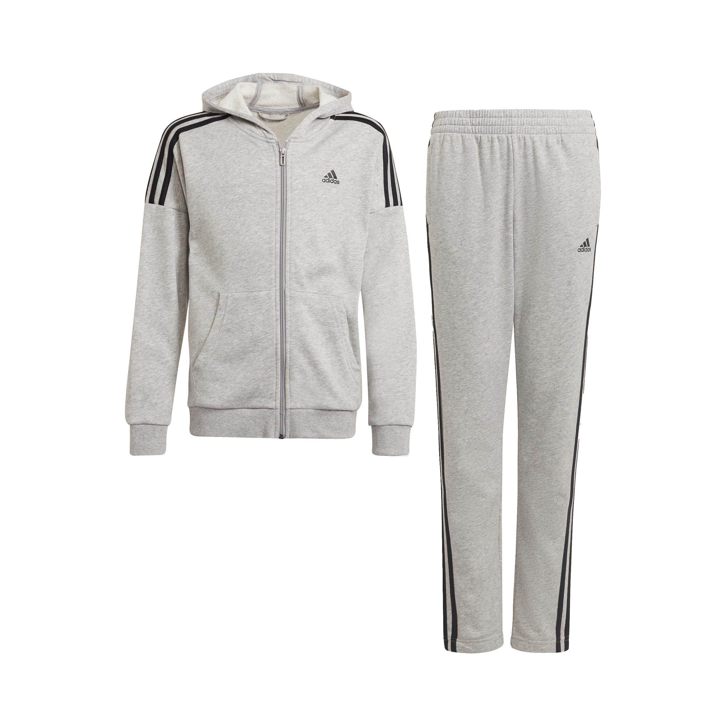 Grey adidas hot sale tracksuit boys