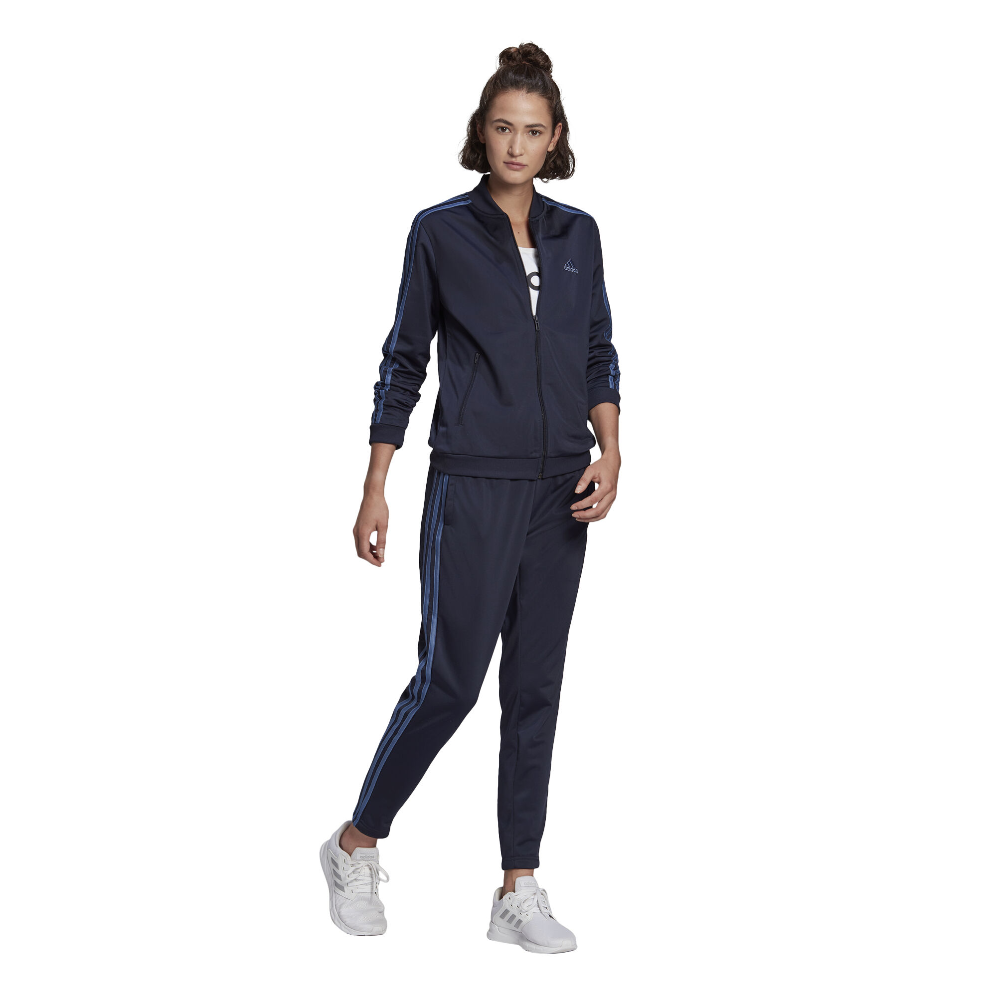 3 Stripes Tracksuit Women Dark Blue Blue