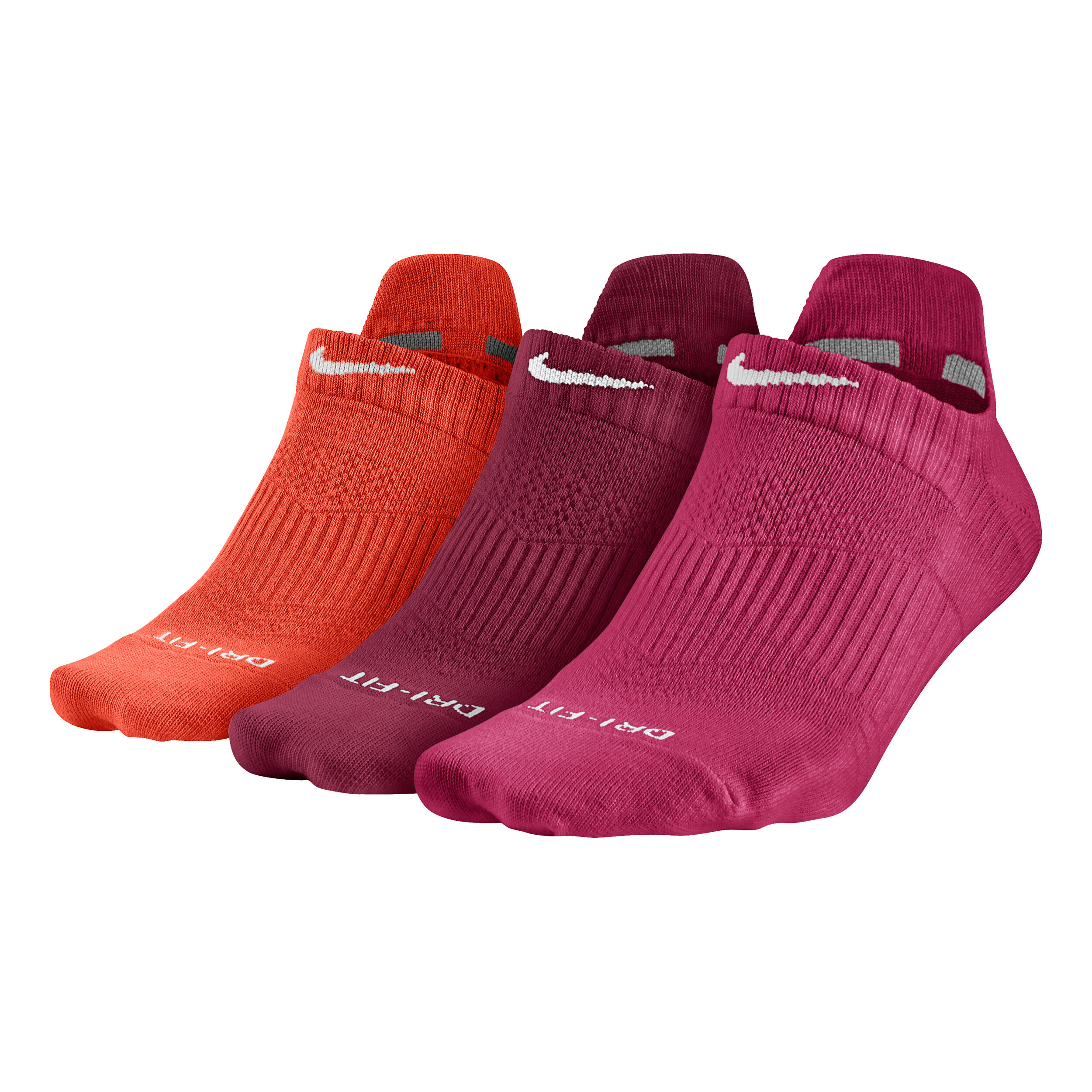 Dri Fit Lightweight No Show Tab Tennis Socks 3 Pack Women Red Pink