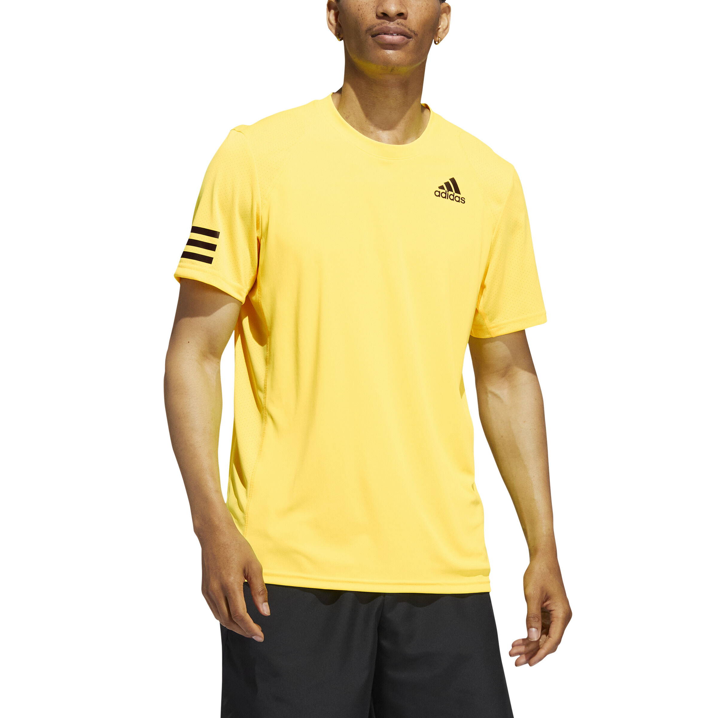 Club 3 Stripes T Shirt Men Yellow