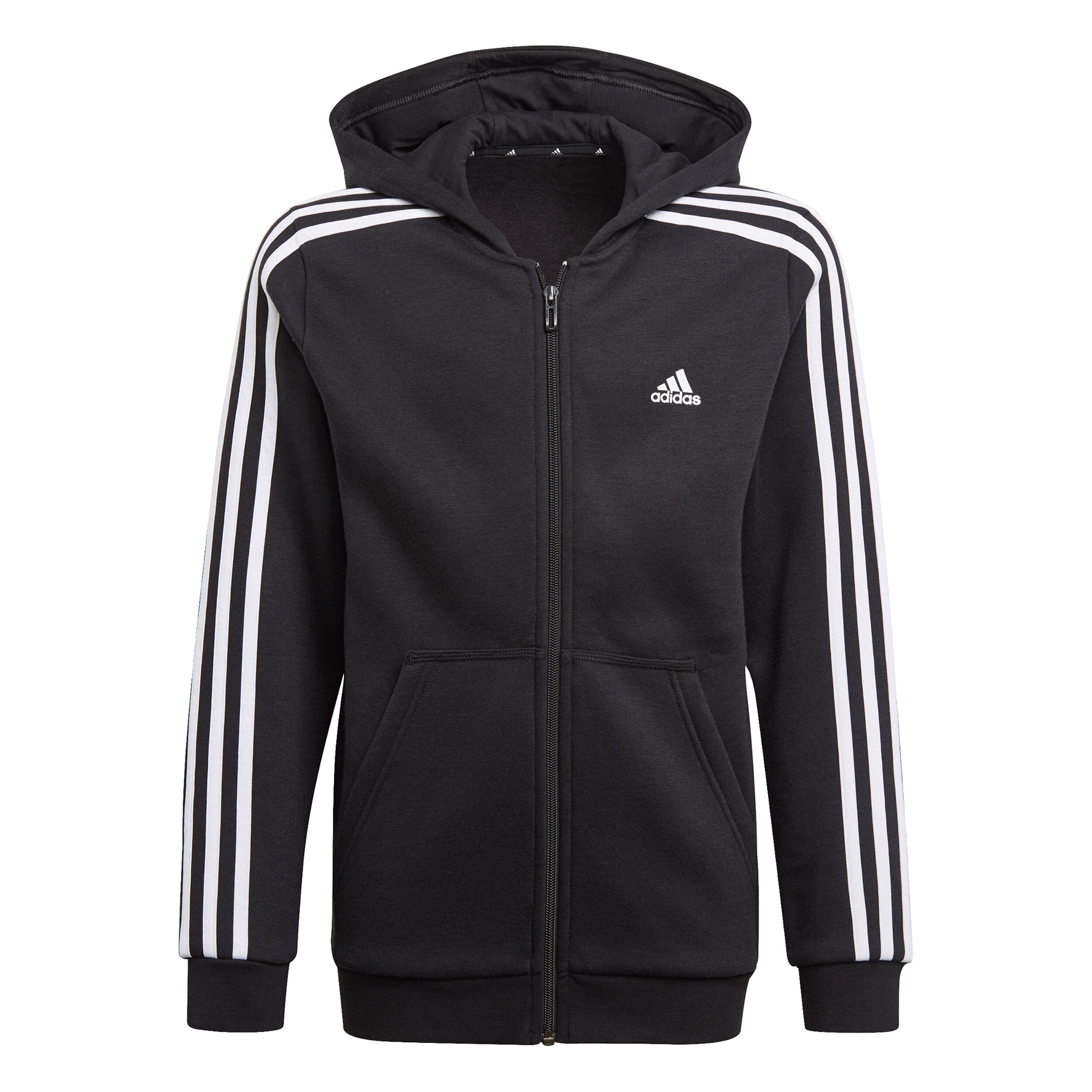 3 Stripes Full Zip Hoodie Boys Black White
