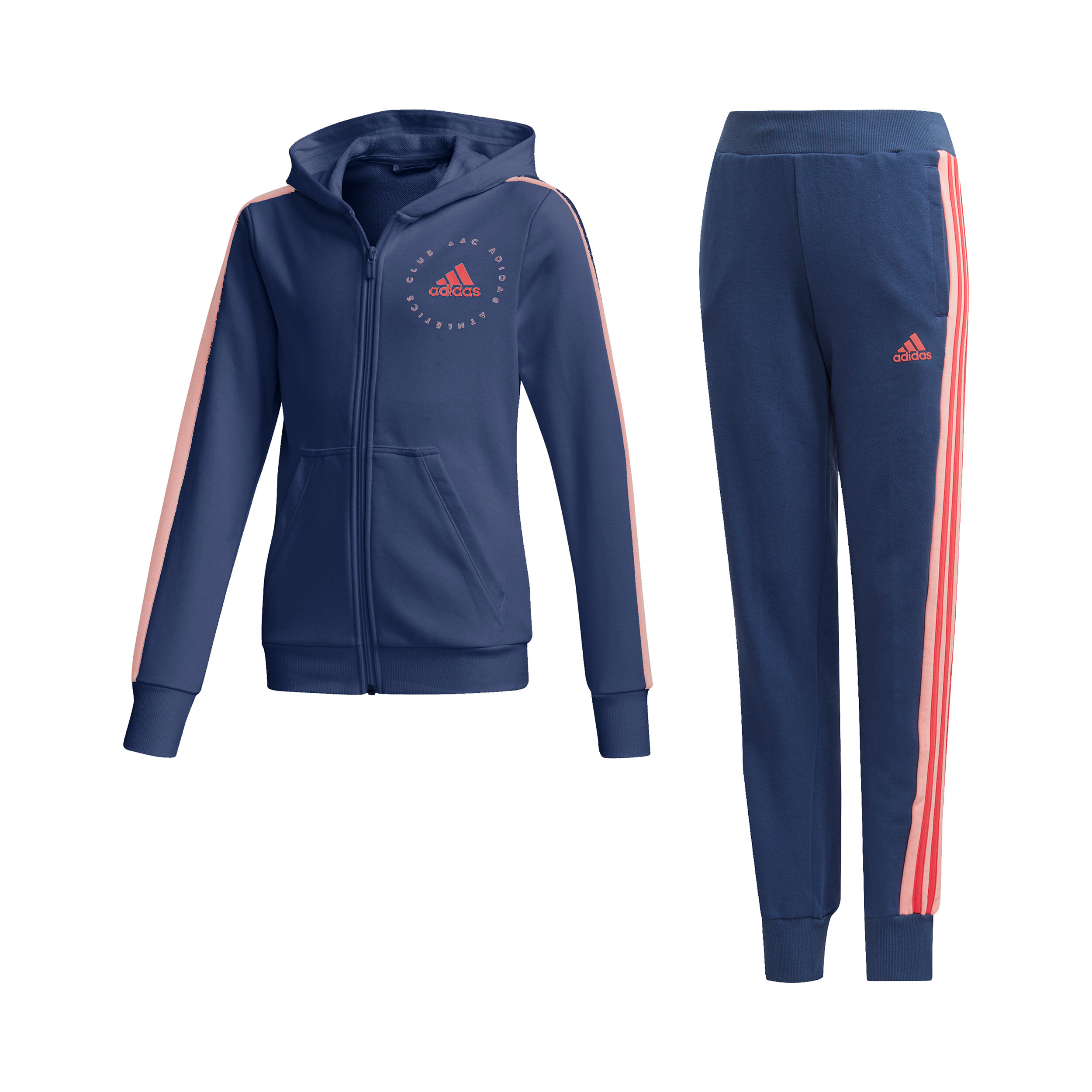 Hooded Tracksuit Girls Dark Blue Pink