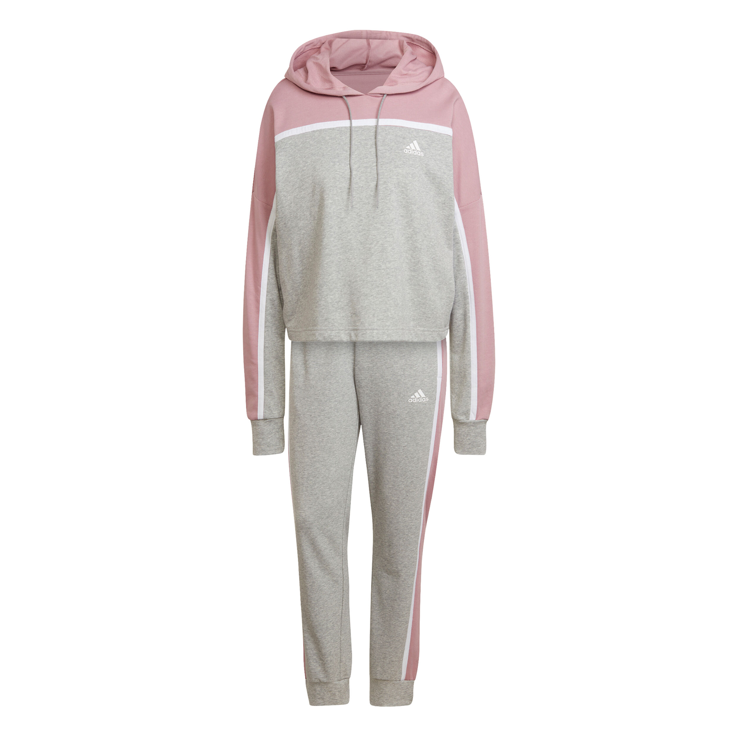 Adidas grey clearance pink tracksuit