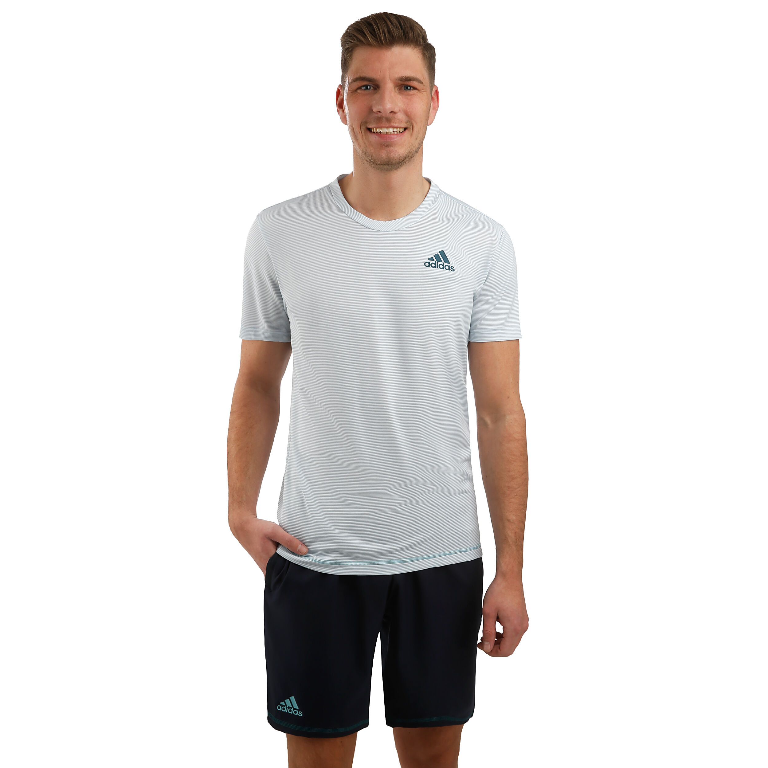 Adidas parley striped best sale tee