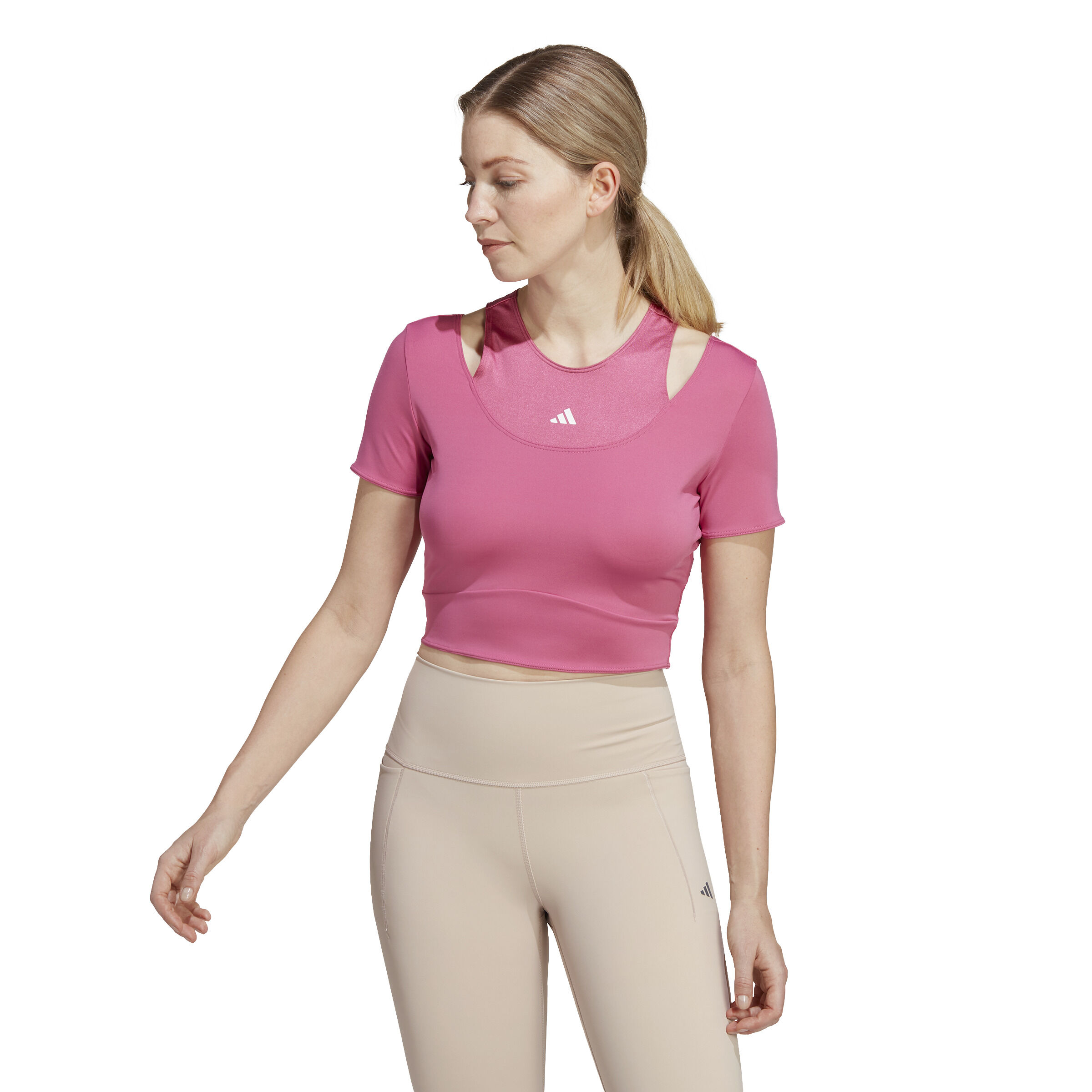 Adidas pink training top discount