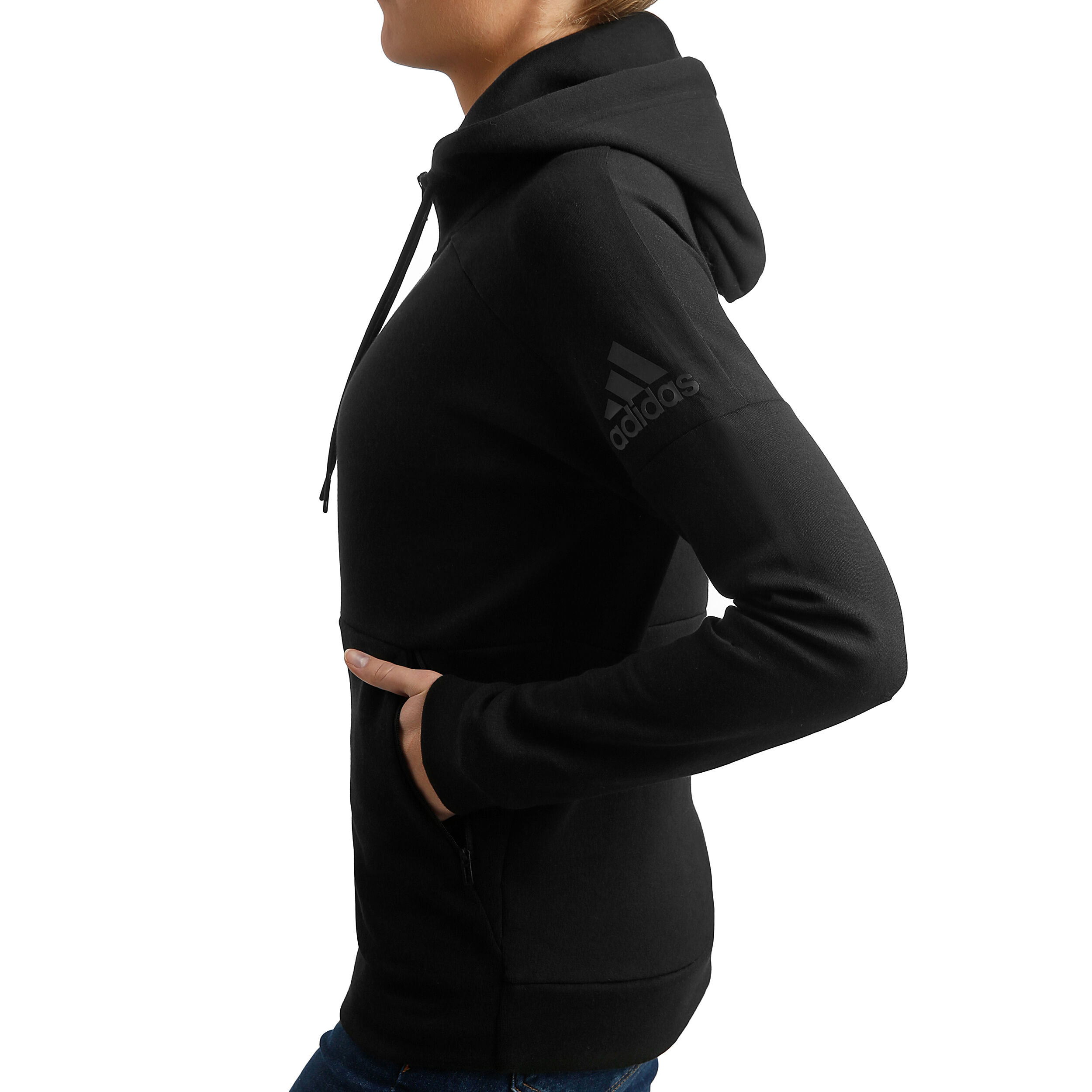 Buy adidas ID Stadium Zip Hoodie Women Black Dark Grey online Padel Point COM