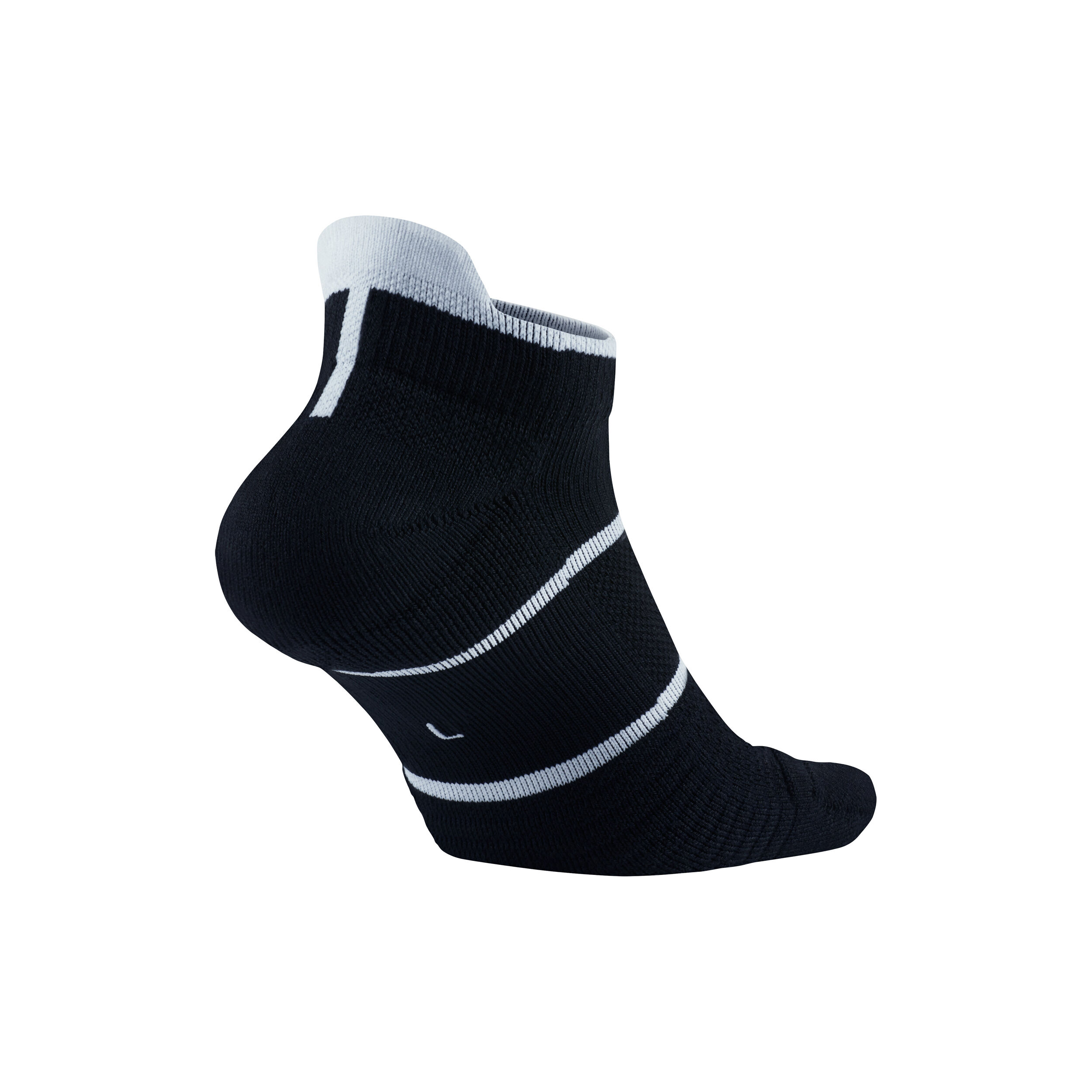 Court Essentials No Show Tennis Socks Black White