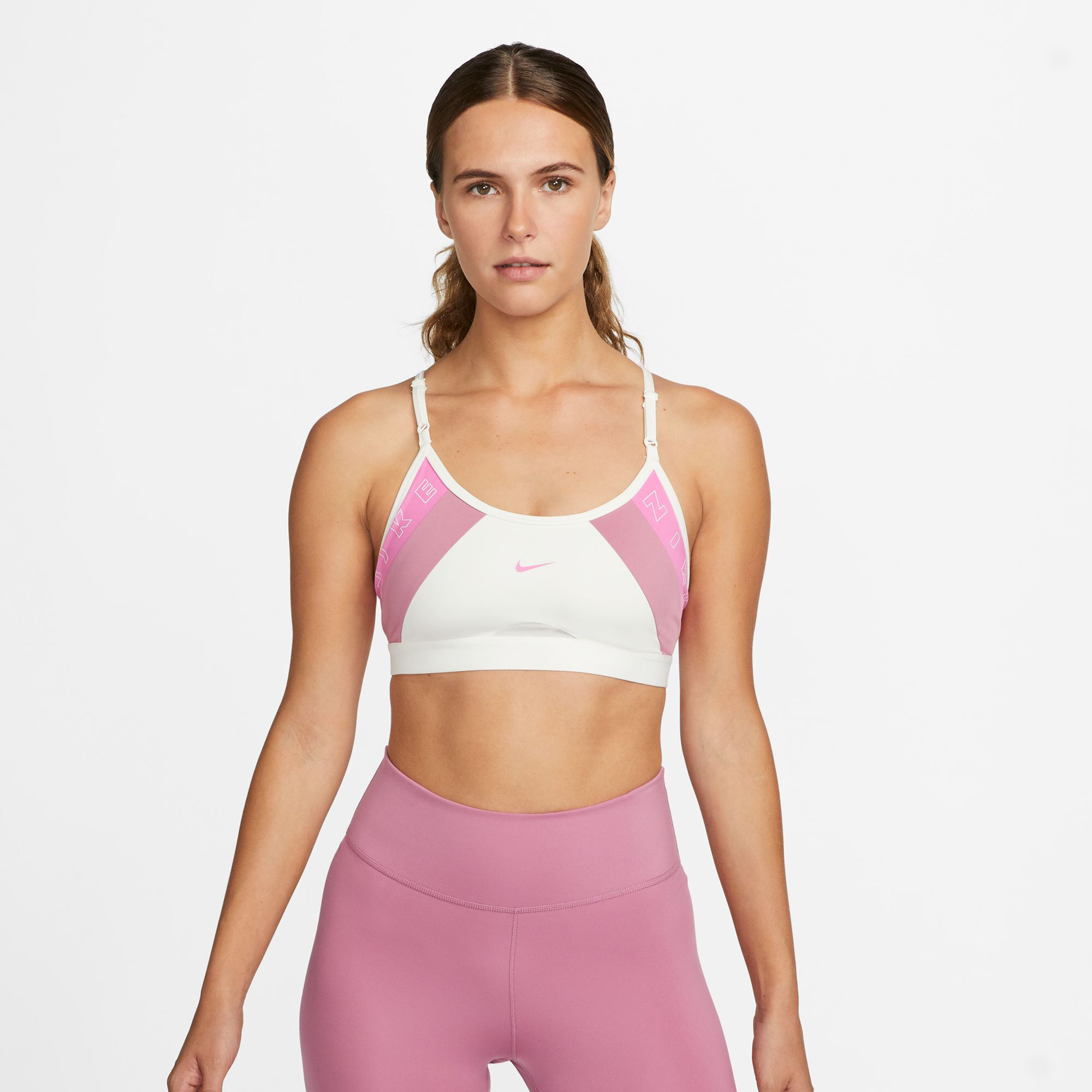 Dri-Fit Indy Logo 6MO Sports Bras Women - White, Pink