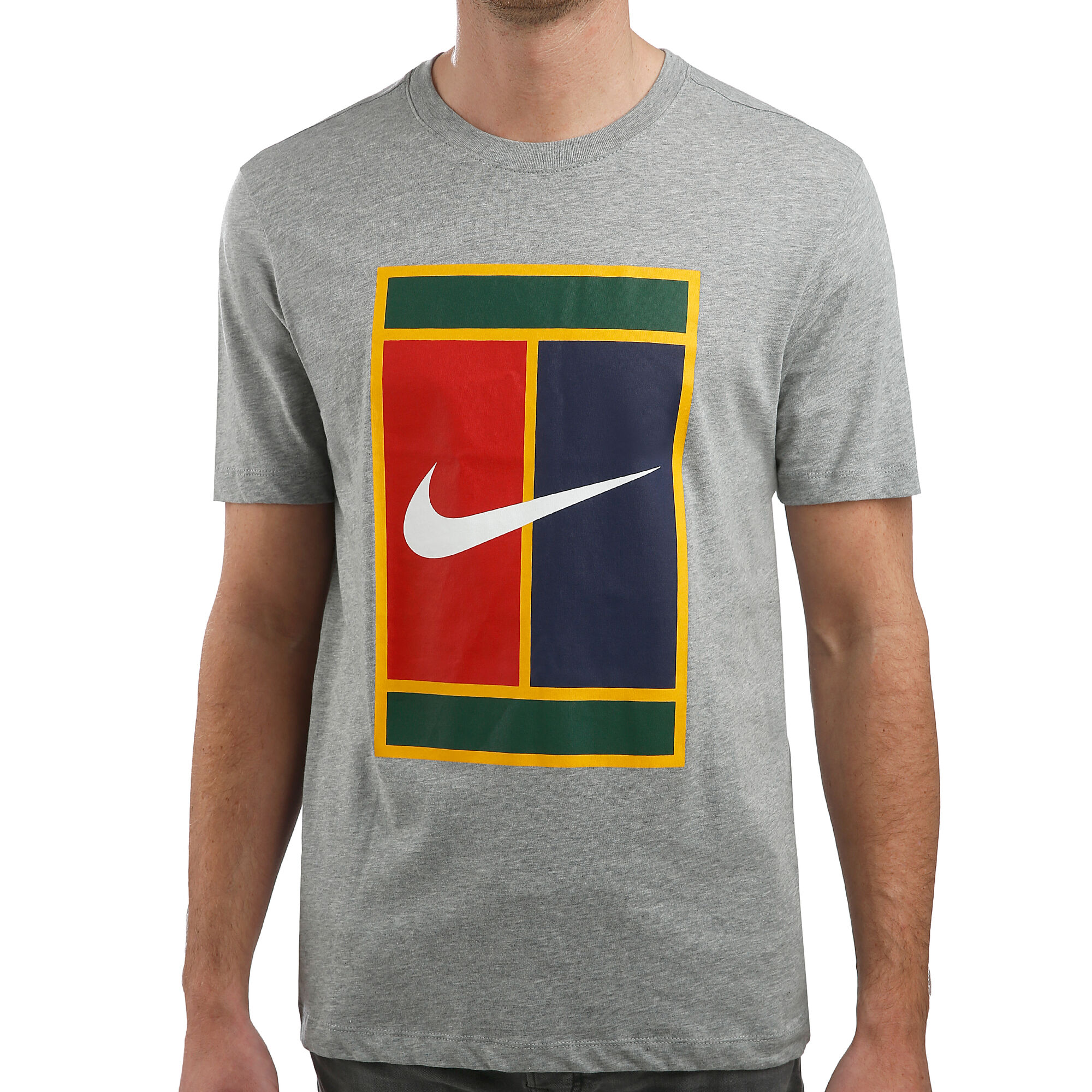 Nike Court Heritage Logo T-Shirt - Grey, Yellow | Padel-Point