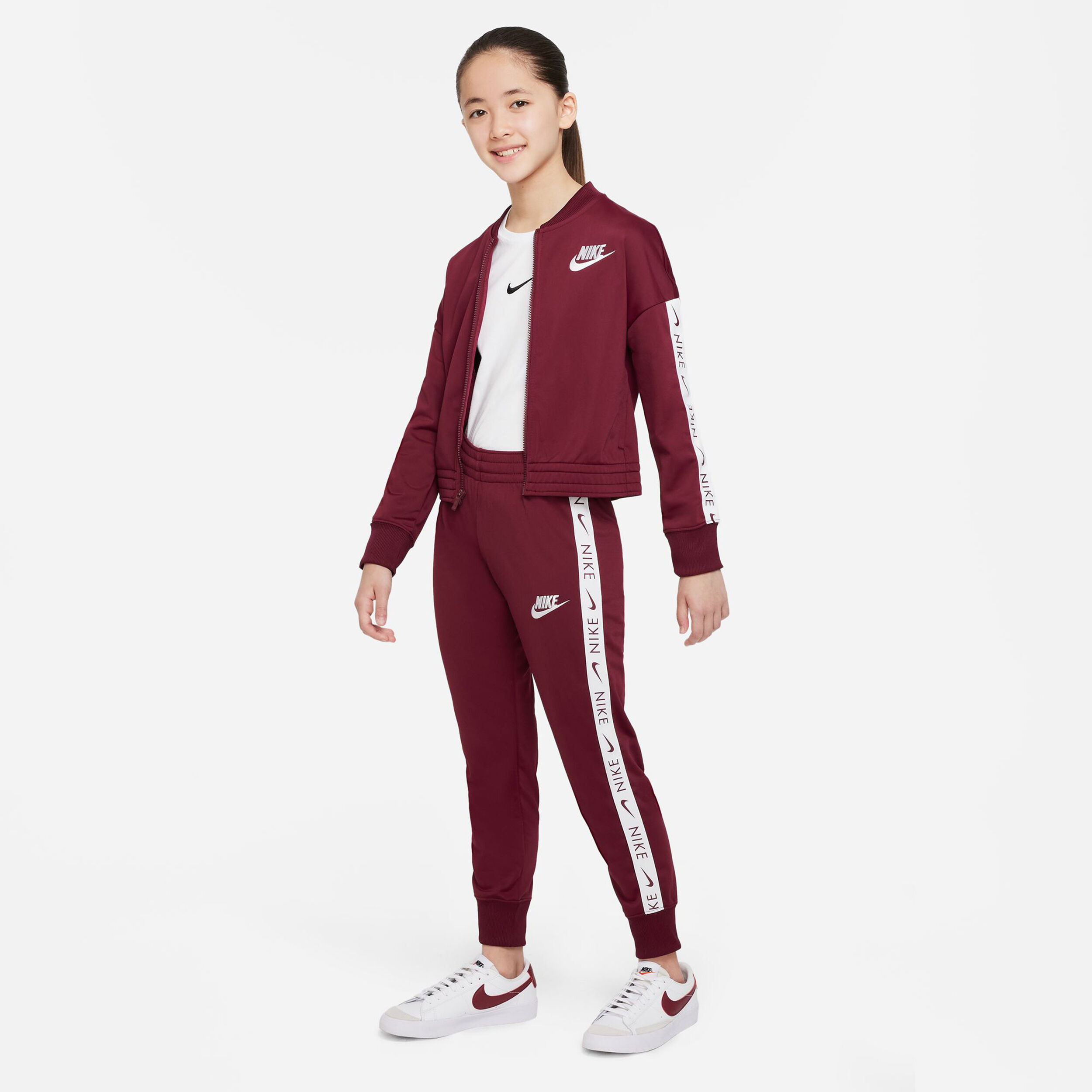 Nike air burgundy tracksuit sales