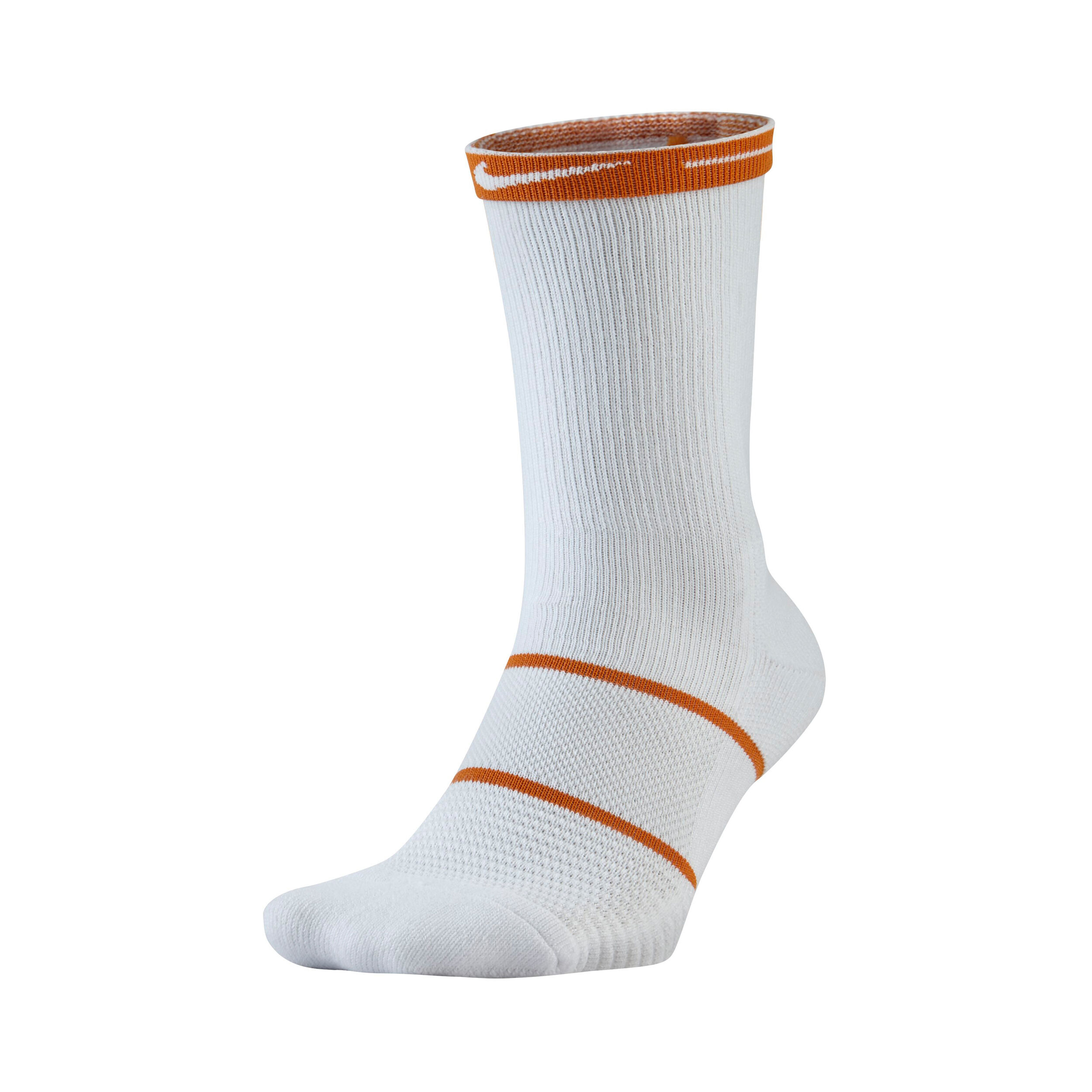 Court Essentials Crew Tennis Socks White Orange