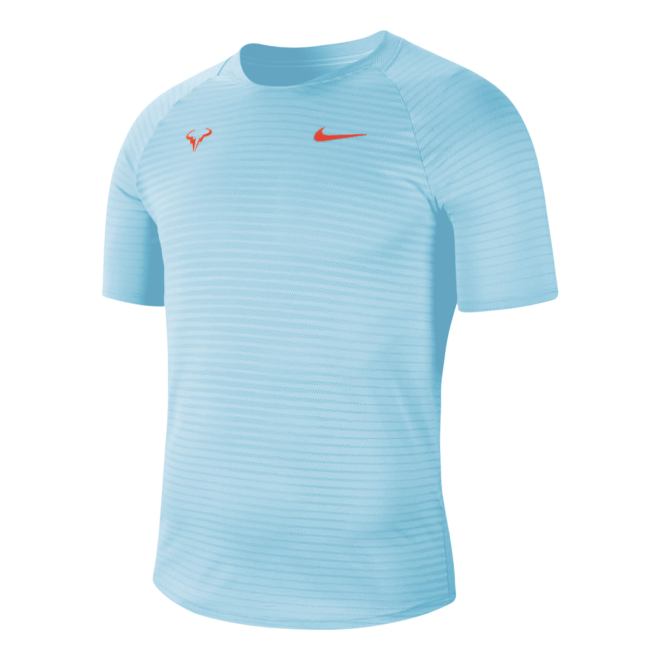 Rafael Nadal Court AeroReact Slam T Shirt Men Light Blue Neon Red
