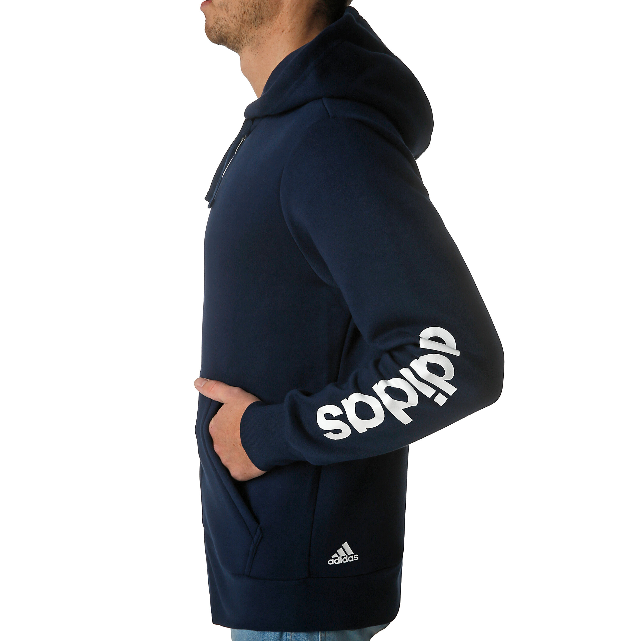 Buy adidas Essentials Linear Full Zip Hoody Men Dark Blue White online Padel Point COM