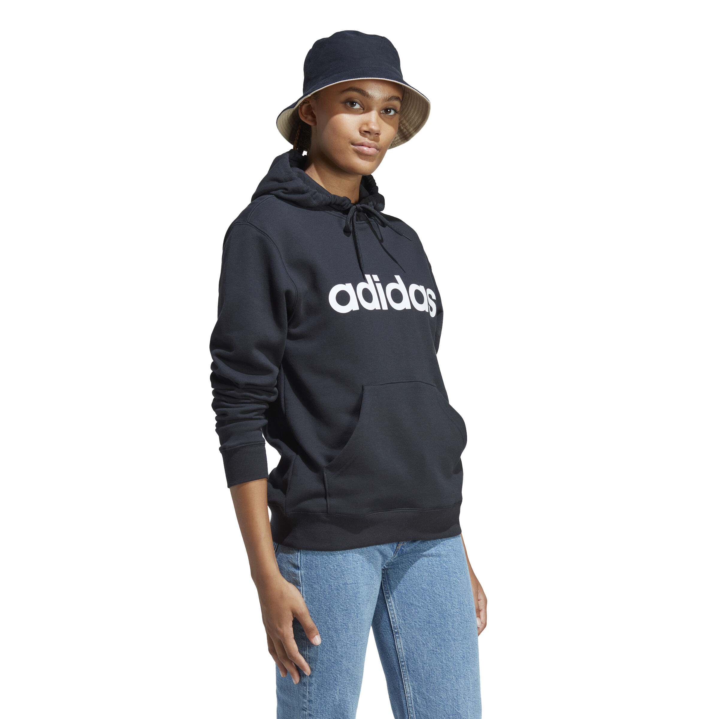 Adidas essentials linear new arrivals pullover hoodie