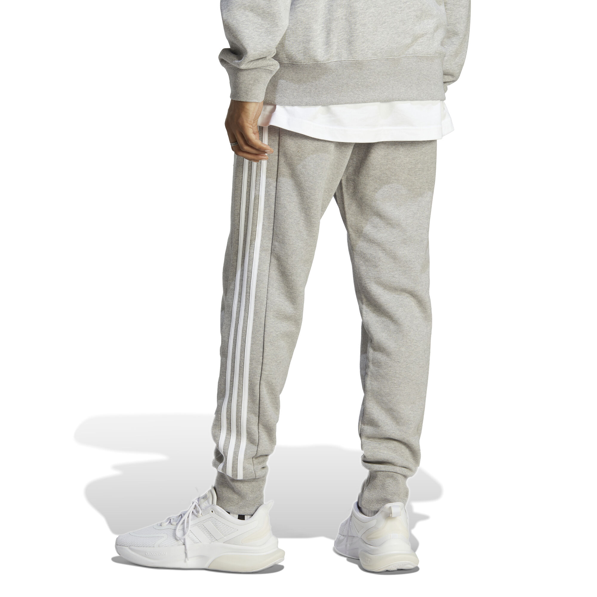 adidas Essentials French Terry Tapered Cuff 3-Stripes Training Pants Men -  Lightgrey, White online | Padel-Point