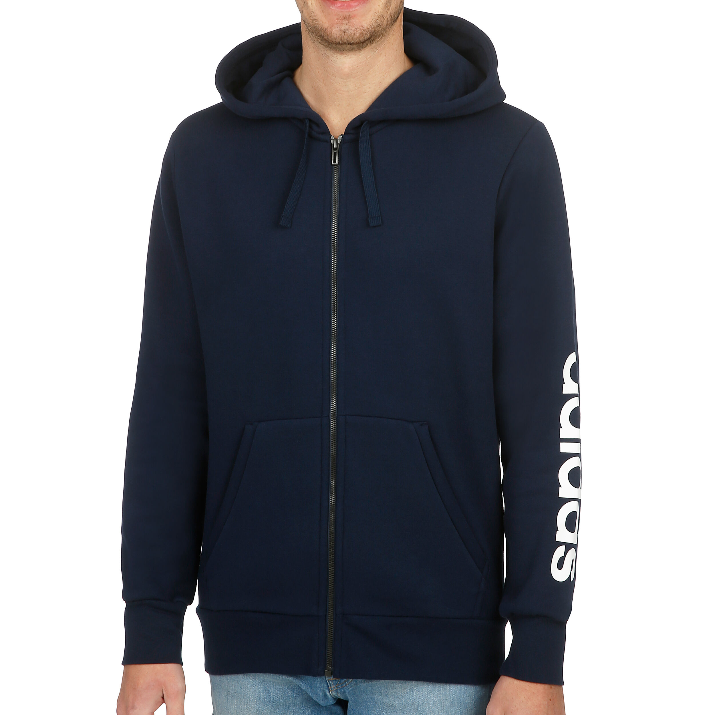 Essentials Linear Full Zip Hoody Men Dark Blue White