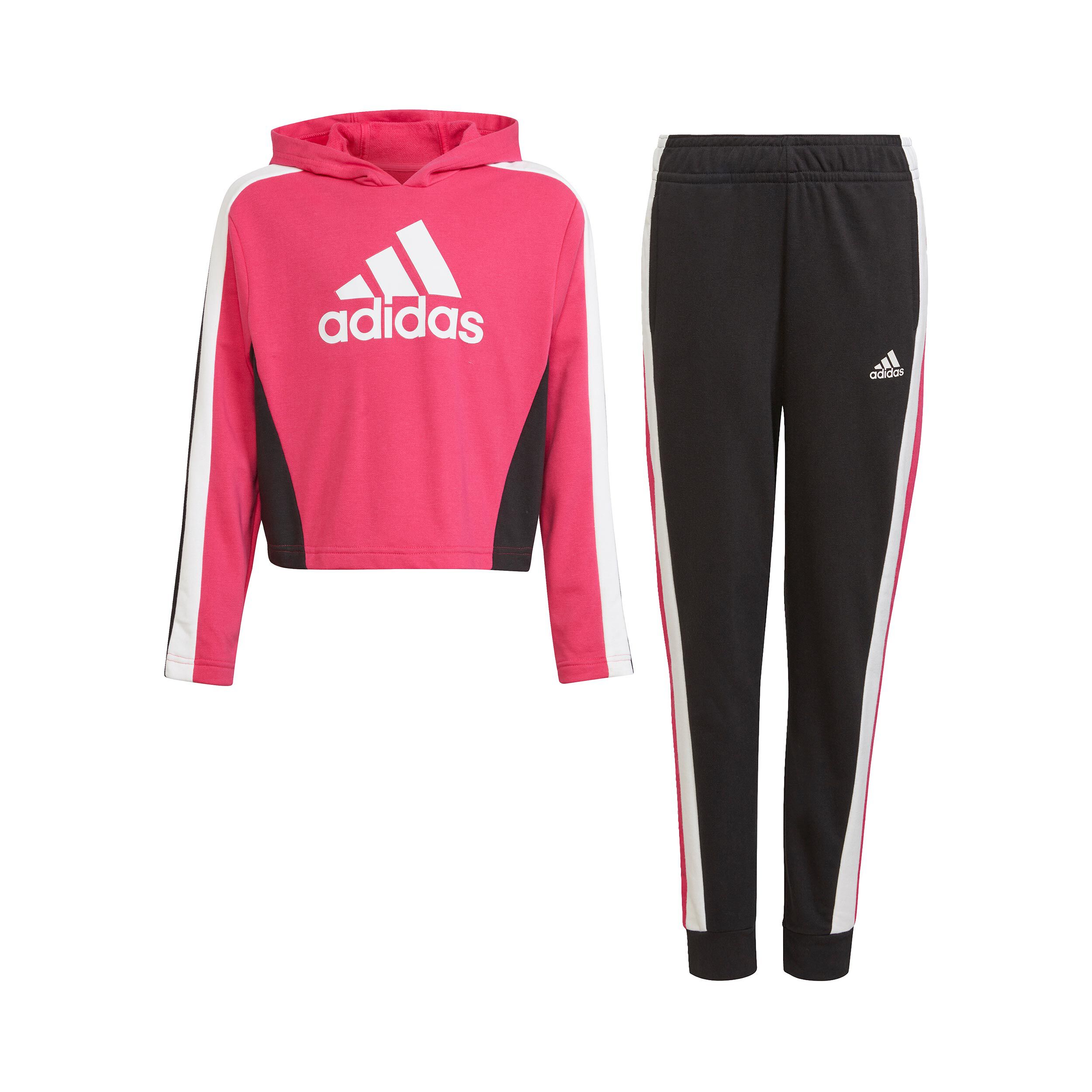 Pink adidas tracksuit girl on sale